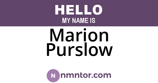 Marion Purslow