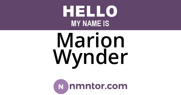 Marion Wynder