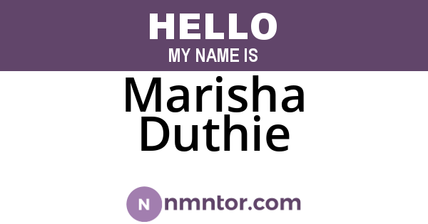 Marisha Duthie