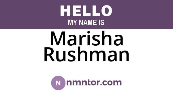 Marisha Rushman
