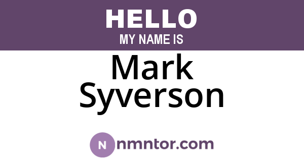 Mark Syverson