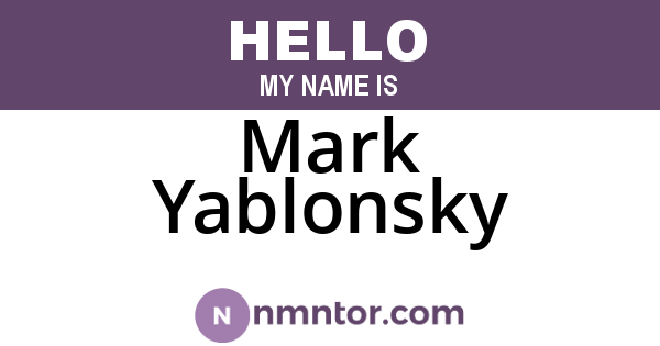 Mark Yablonsky