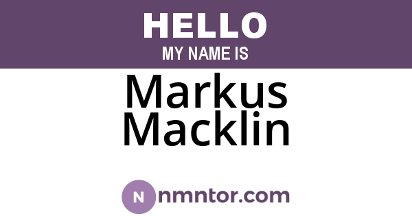 Markus Macklin
