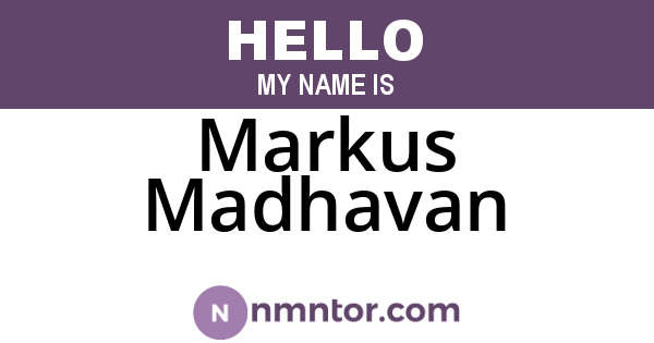 Markus Madhavan