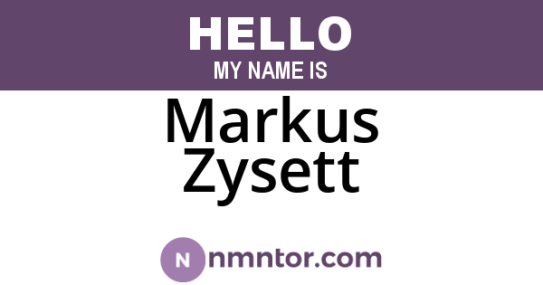 Markus Zysett