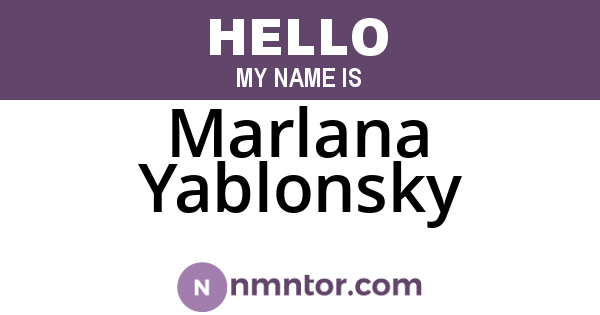 Marlana Yablonsky