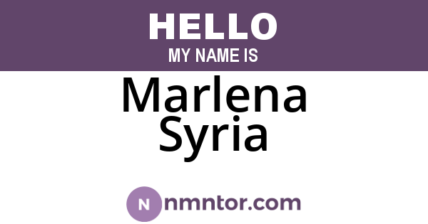 Marlena Syria