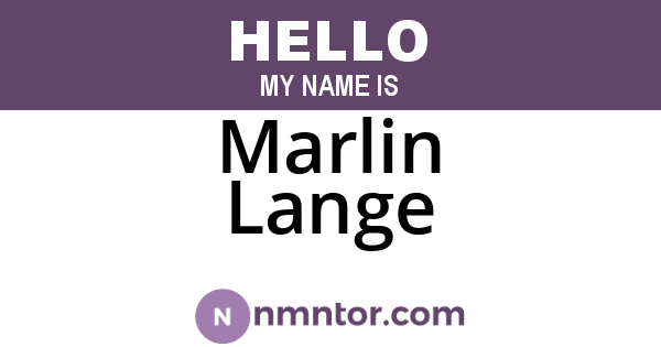 Marlin Lange