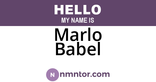 Marlo Babel