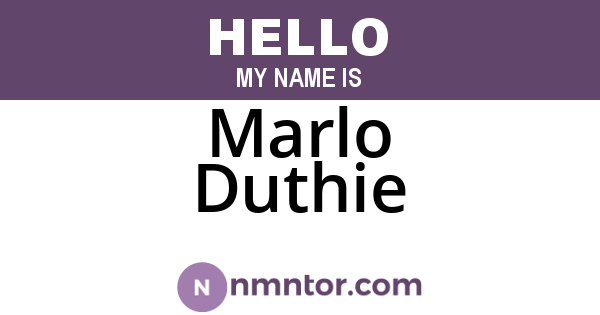 Marlo Duthie