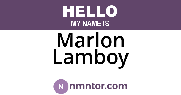 Marlon Lamboy