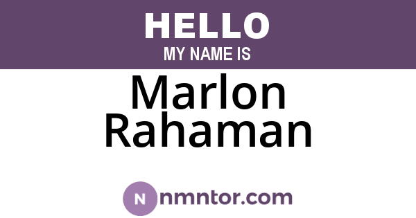 Marlon Rahaman