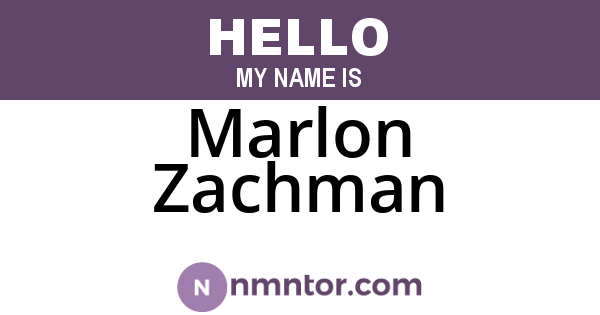 Marlon Zachman