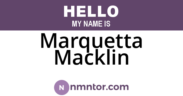 Marquetta Macklin
