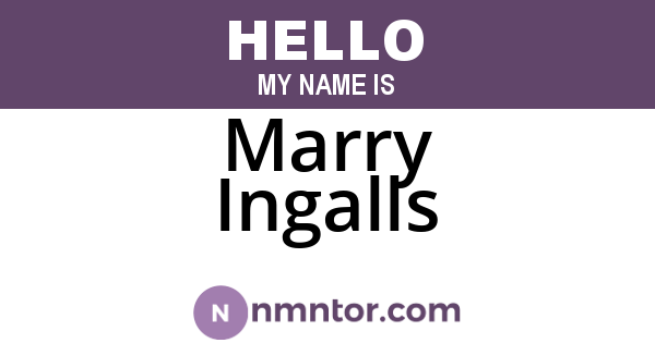 Marry Ingalls