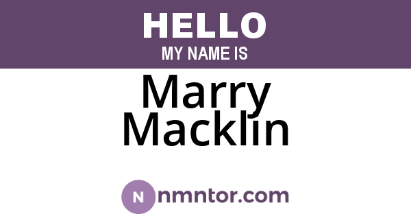 Marry Macklin
