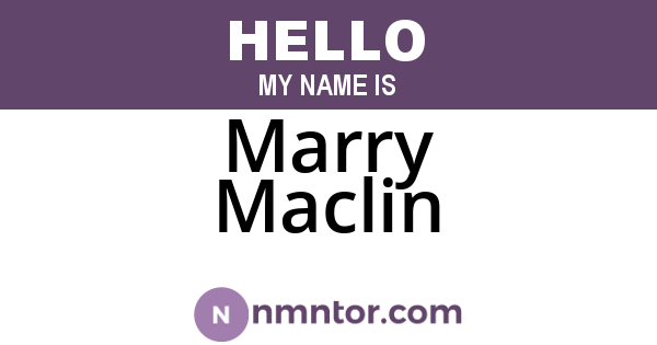 Marry Maclin