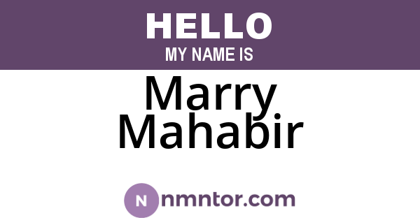 Marry Mahabir