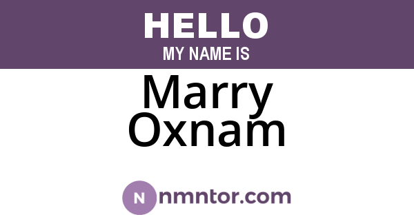 Marry Oxnam