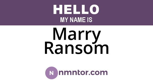 Marry Ransom