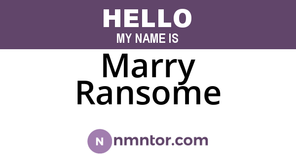 Marry Ransome