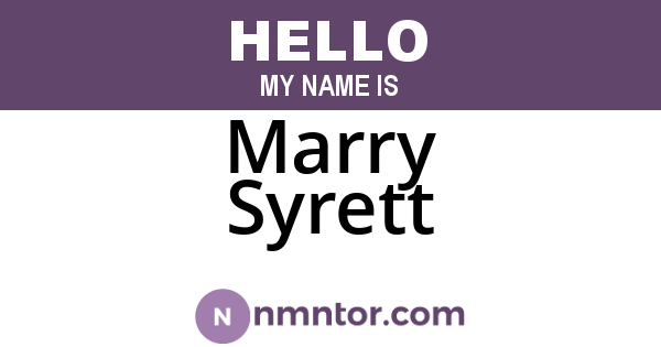 Marry Syrett