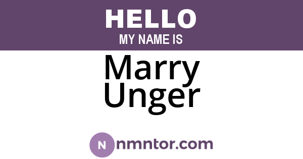 Marry Unger