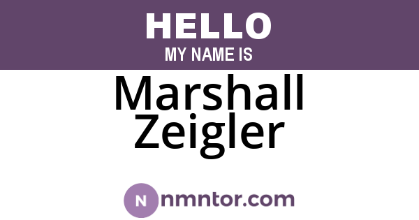 Marshall Zeigler