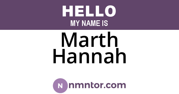 Marth Hannah