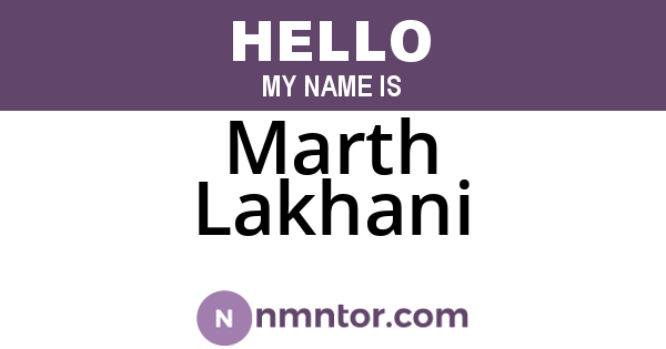Marth Lakhani