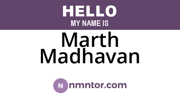 Marth Madhavan