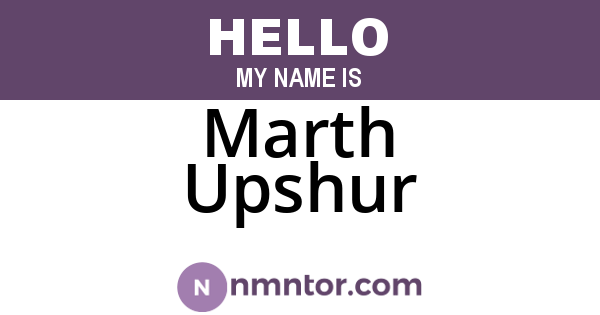 Marth Upshur