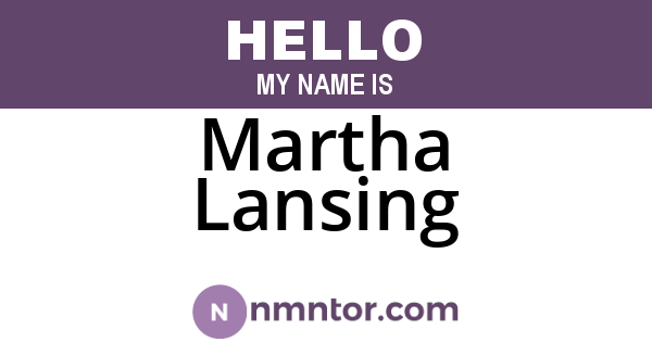Martha Lansing