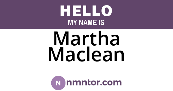 Martha Maclean