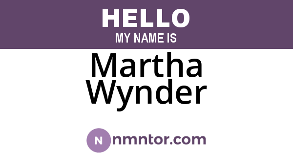 Martha Wynder