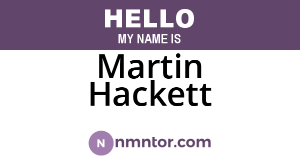 Martin Hackett