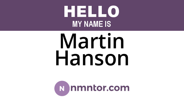 Martin Hanson