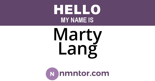 Marty Lang