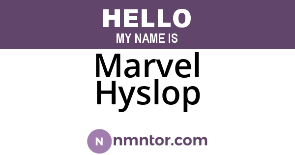 Marvel Hyslop