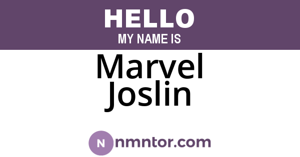 Marvel Joslin