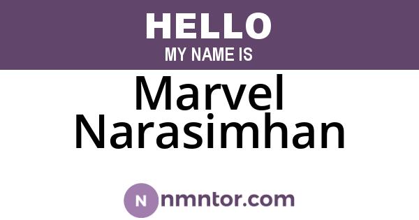 Marvel Narasimhan