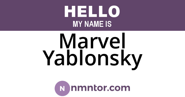 Marvel Yablonsky