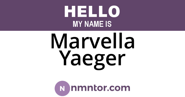 Marvella Yaeger