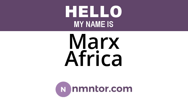 Marx Africa