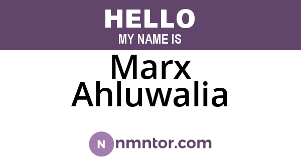 Marx Ahluwalia
