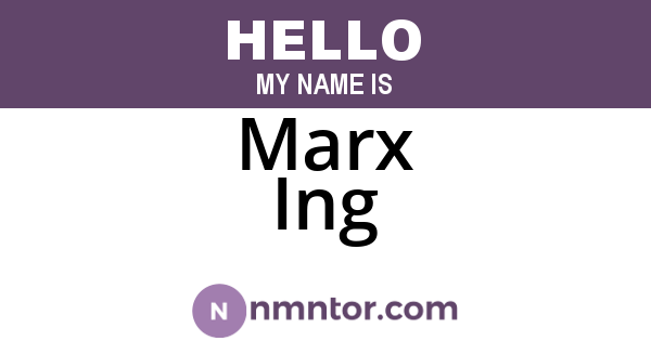 Marx Ing