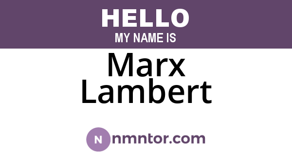 Marx Lambert