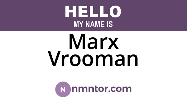 Marx Vrooman