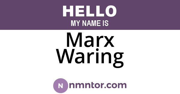 Marx Waring