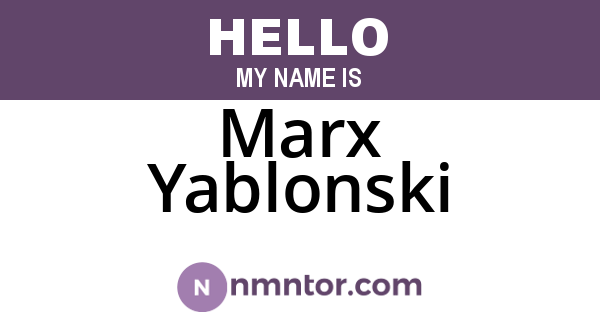 Marx Yablonski